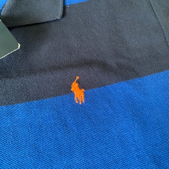 Polo Ralph Lauren striped Navy & Blue polo Small - Picture 4 of 4